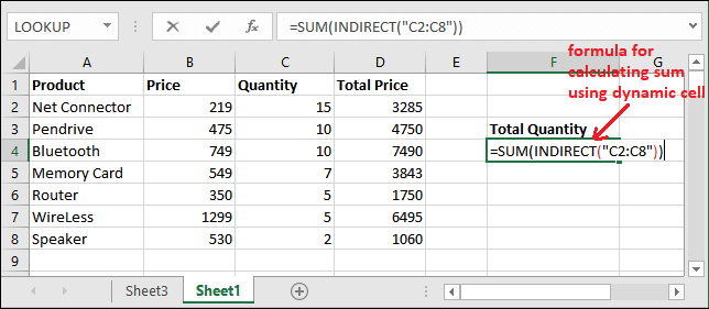 INDIRECT() function in Excel