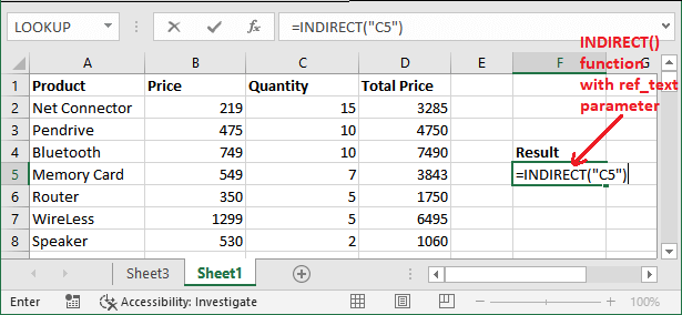 INDIRECT() function in Excel