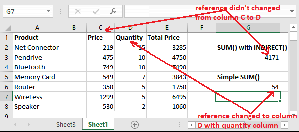 INDIRECT() function in Excel