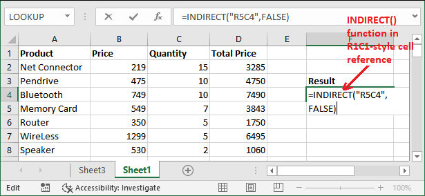 INDIRECT() function in Excel