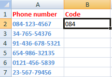 Left formula in excel