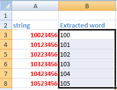 Left formula in excel