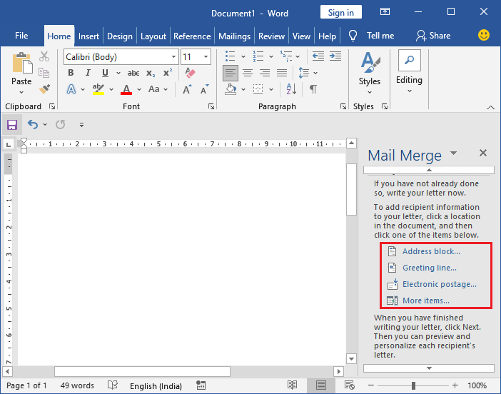 Mail merge in Excel