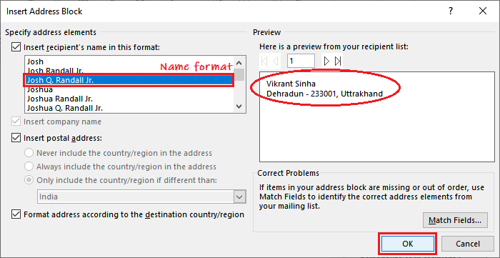 Mail merge in Excel