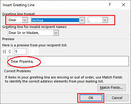 Mail merge in Excel