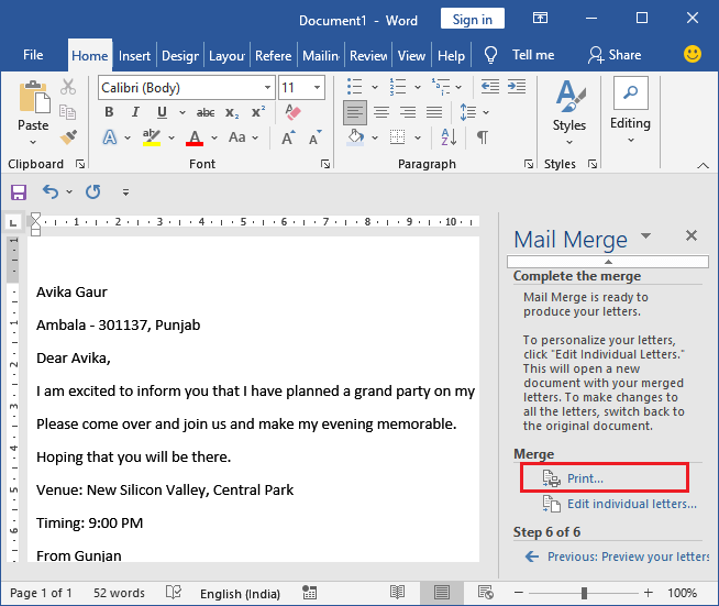 Mail merge in Excel