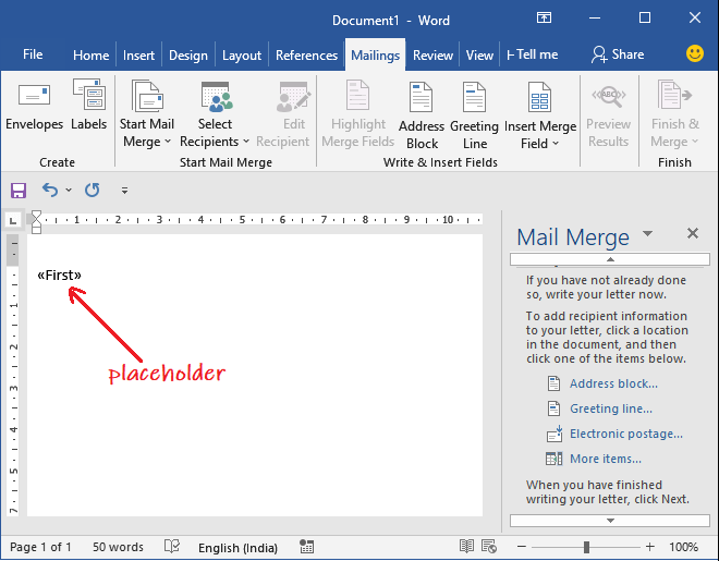 Mail merge in Excel