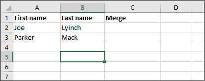 Merge columns in excel