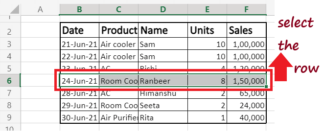 Move data in Excel