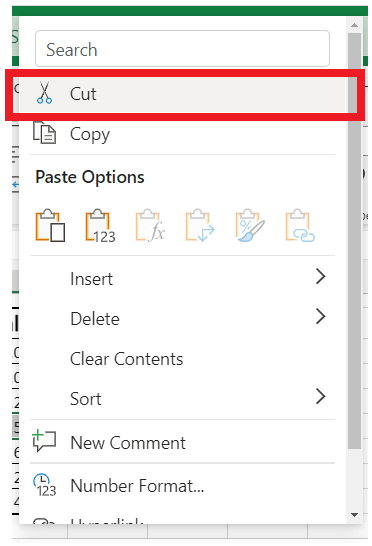 Move data in Excel