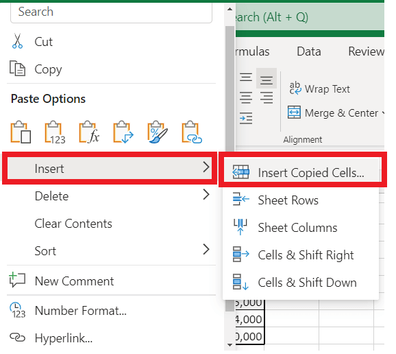 Move data in Excel