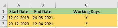 NETWORKDAYS Formula in Excel