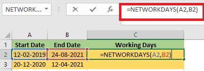 NETWORKDAYS Formula in Excel