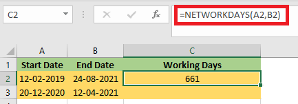 NETWORKDAYS Formula in Excel