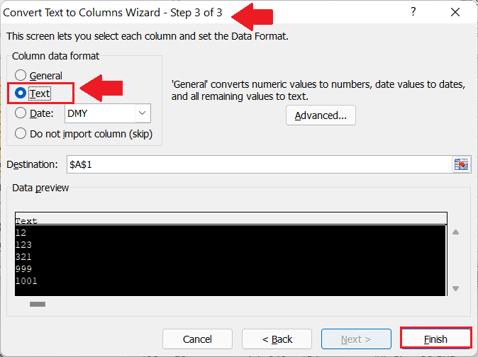 Numbers to Text in Excel