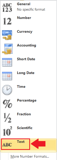 Numbers to Text in Excel