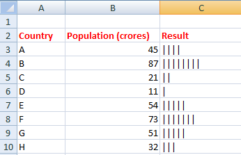 REPT() in excel