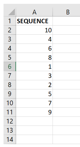 Sequence Function in Excel