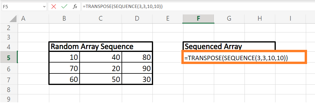 Sequence Function in Excel