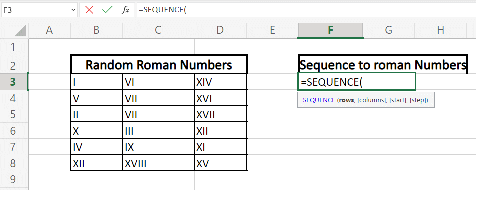 Sequence Function in Excel