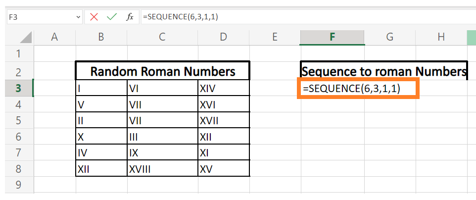 Sequence Function in Excel