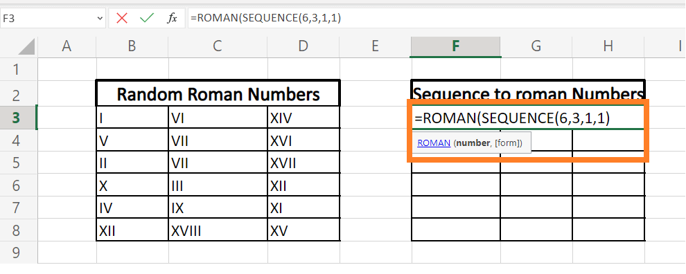 Sequence Function in Excel