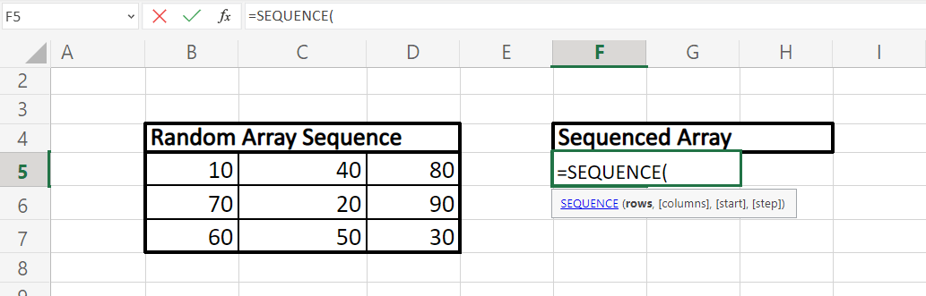 Sequence Function in Excel