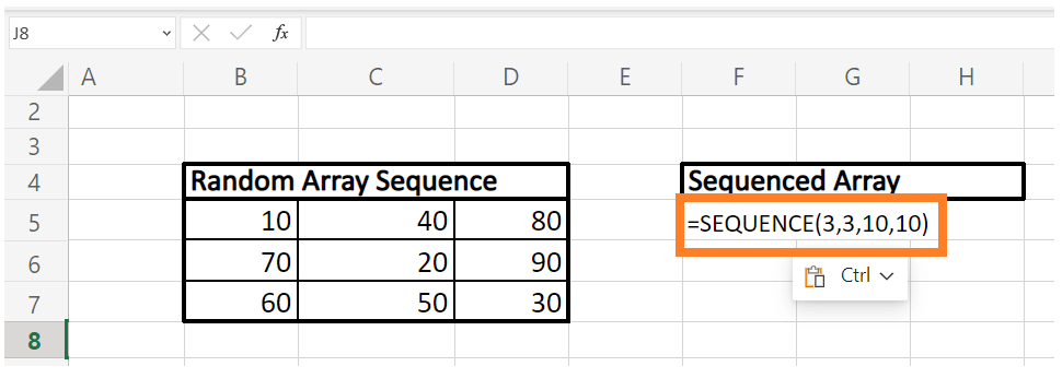 Sequence Function in Excel