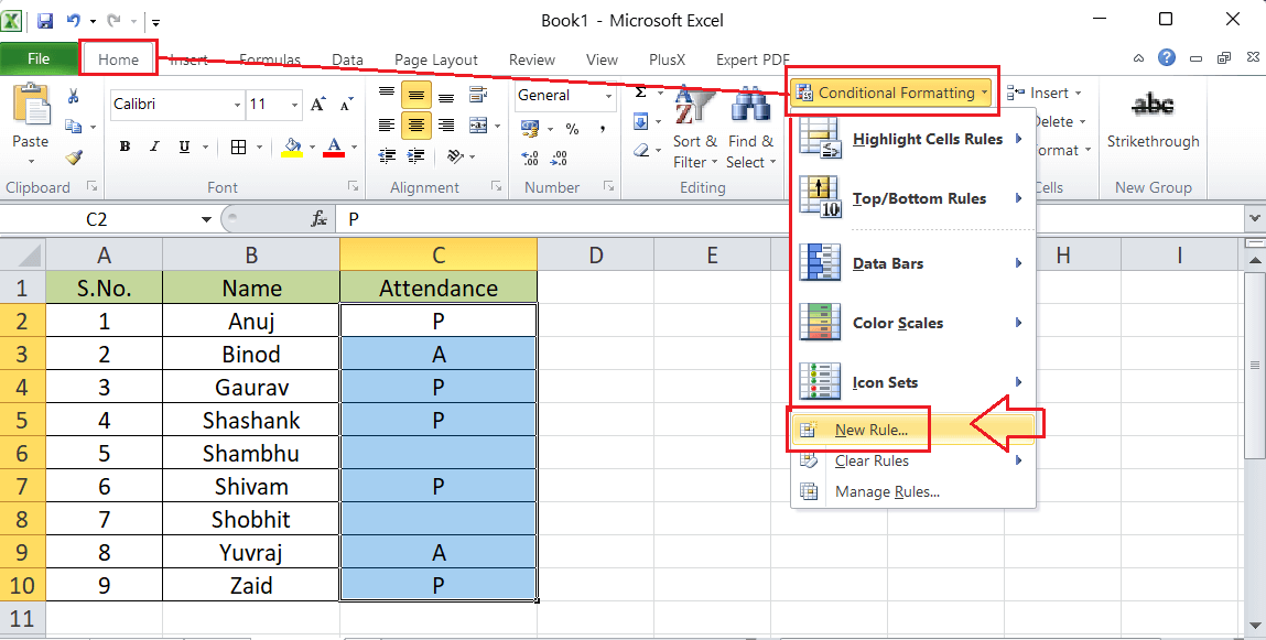 Setting Colors in Excel