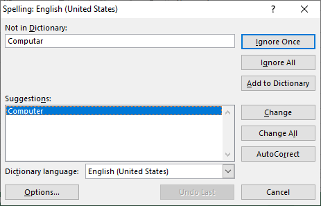 Spell Check in Excel