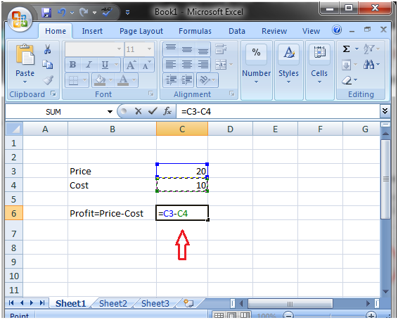 How to do subtraction in Excel