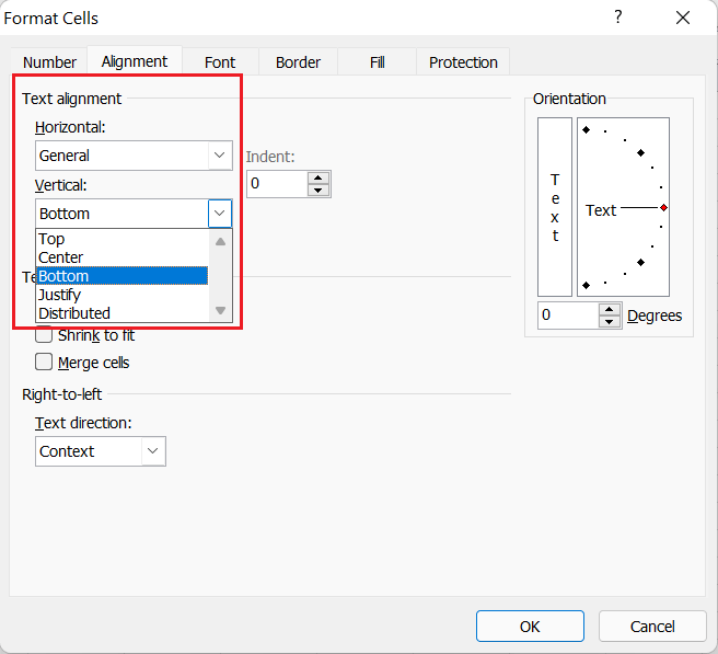 Text Alignment in Excel