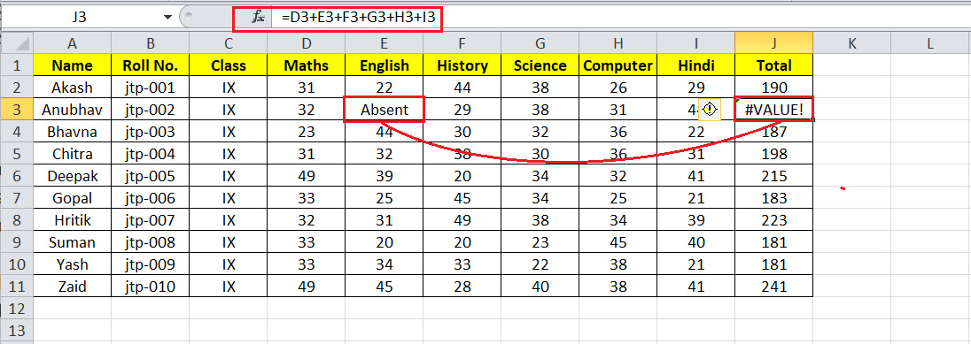 Value Error in Excel