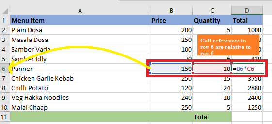 What is Relative Reference in Excel