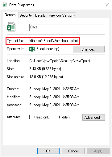 What is the file extension for Excel