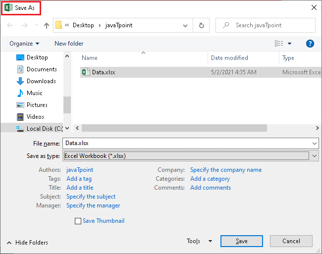 What is the file extension for Excel