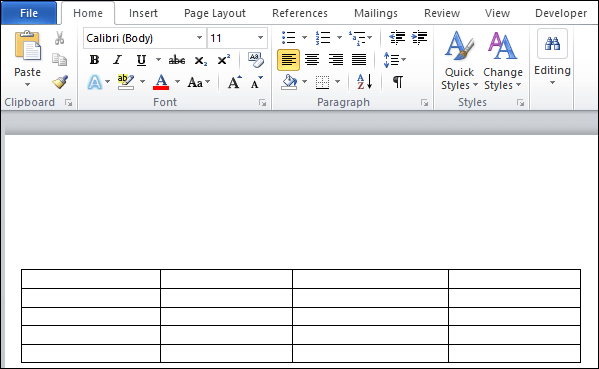 How to add a row and column to a table in Microsoft Word document