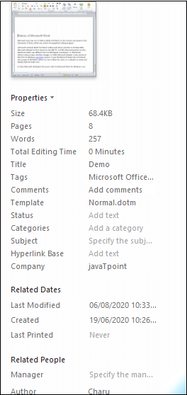 How to add document properties in a Word document