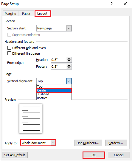 How to center text in Word